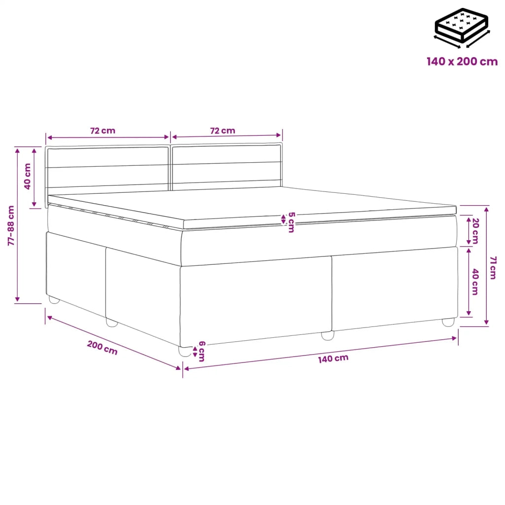 Letto box spring con materasso Crema 140 x 200 cm Tessuto 3451480