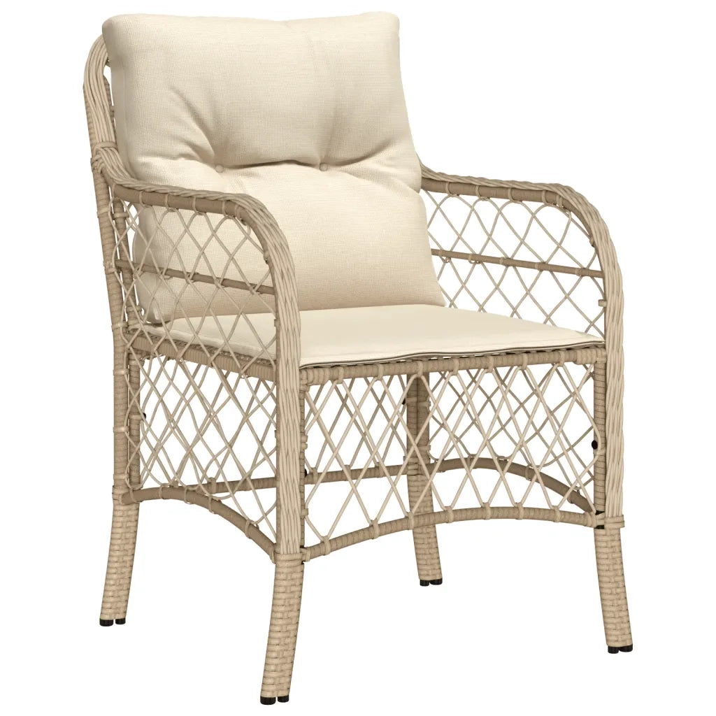 Set da Pranzo da Giardino 5 pz con Cuscini Beige in Polyrattan