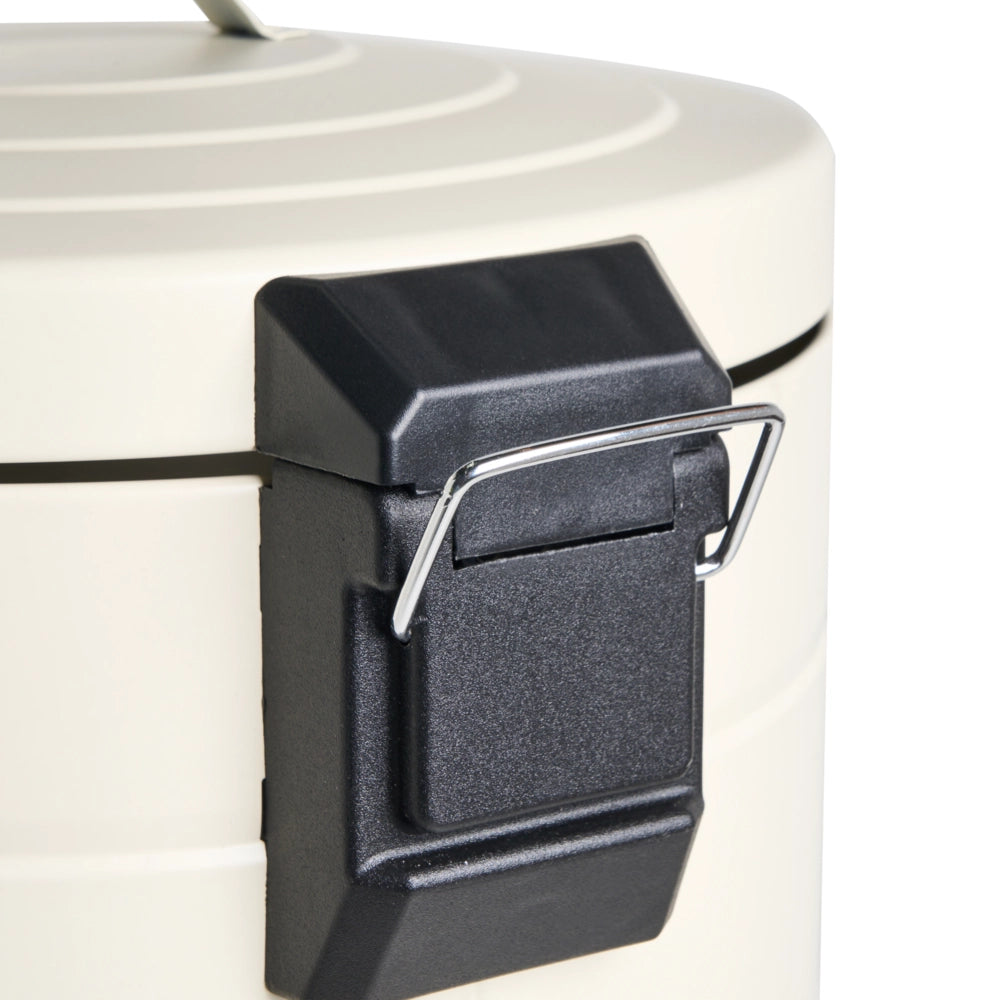 Cestino con pedale e coperchio per cucina in ferro verniciato a polvere e materiale sintetico beige cucina moderna