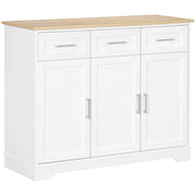 Credenza Moderna a 3 Cassetti e 3 Ante in MDF e Truciolato con Ripiano Regolabile, 101x39x82 cm, Bianco