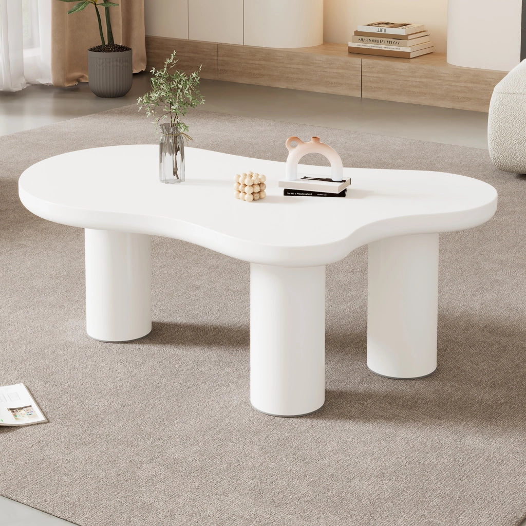 TAVOLINO DA CAFFÈ A FORMA DI NUVOLA 107x66x40,5 cm MDF BIANCO