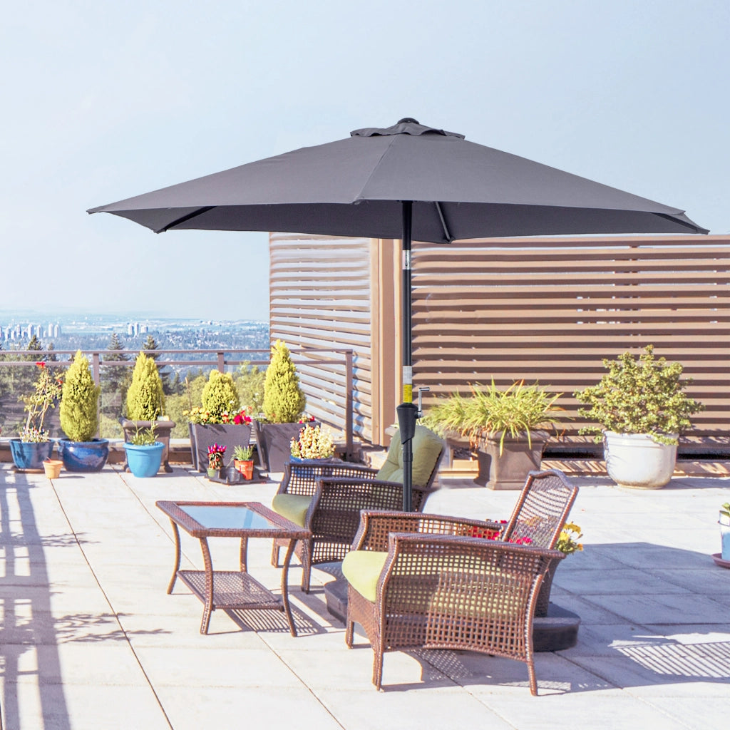EasyComfort Ombrellone da Giardino 2.6x2.4 m Inclinabile con Manovella, in Alluminio e Poliestere Grigio e Nero