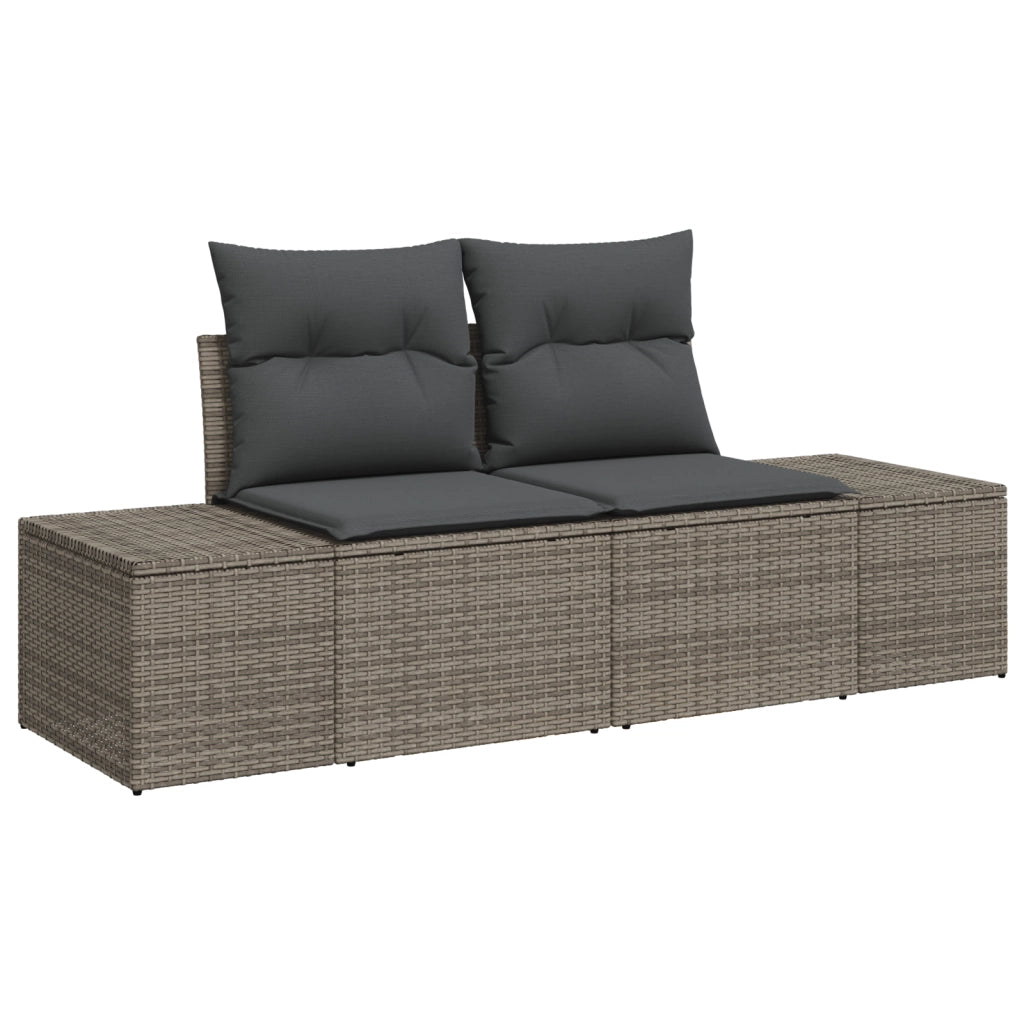 Set Divano da Giardino a 6 Pezzi con Cuscini Grigio Polyrattan Acacia