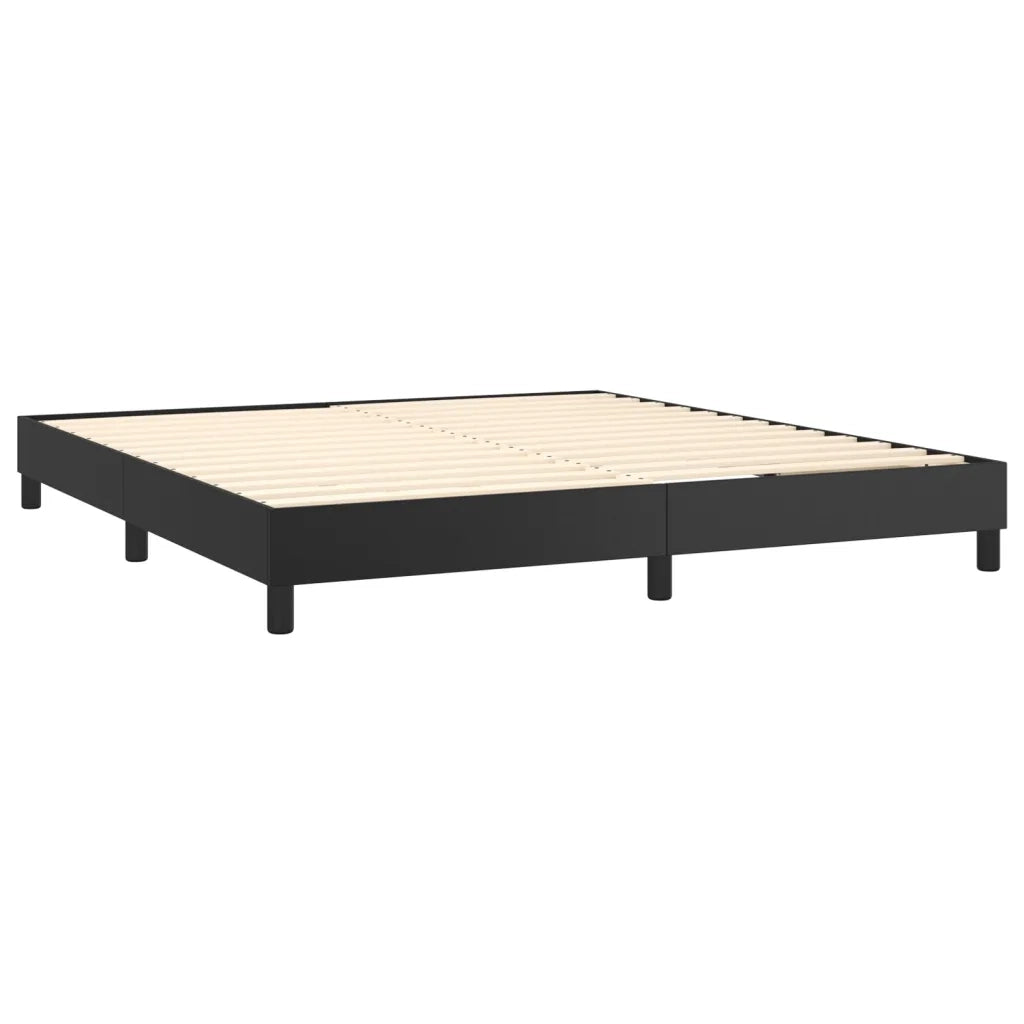 Giroletto a Molle con Materasso e LED Nero 160x200cm Similpelle 3134111