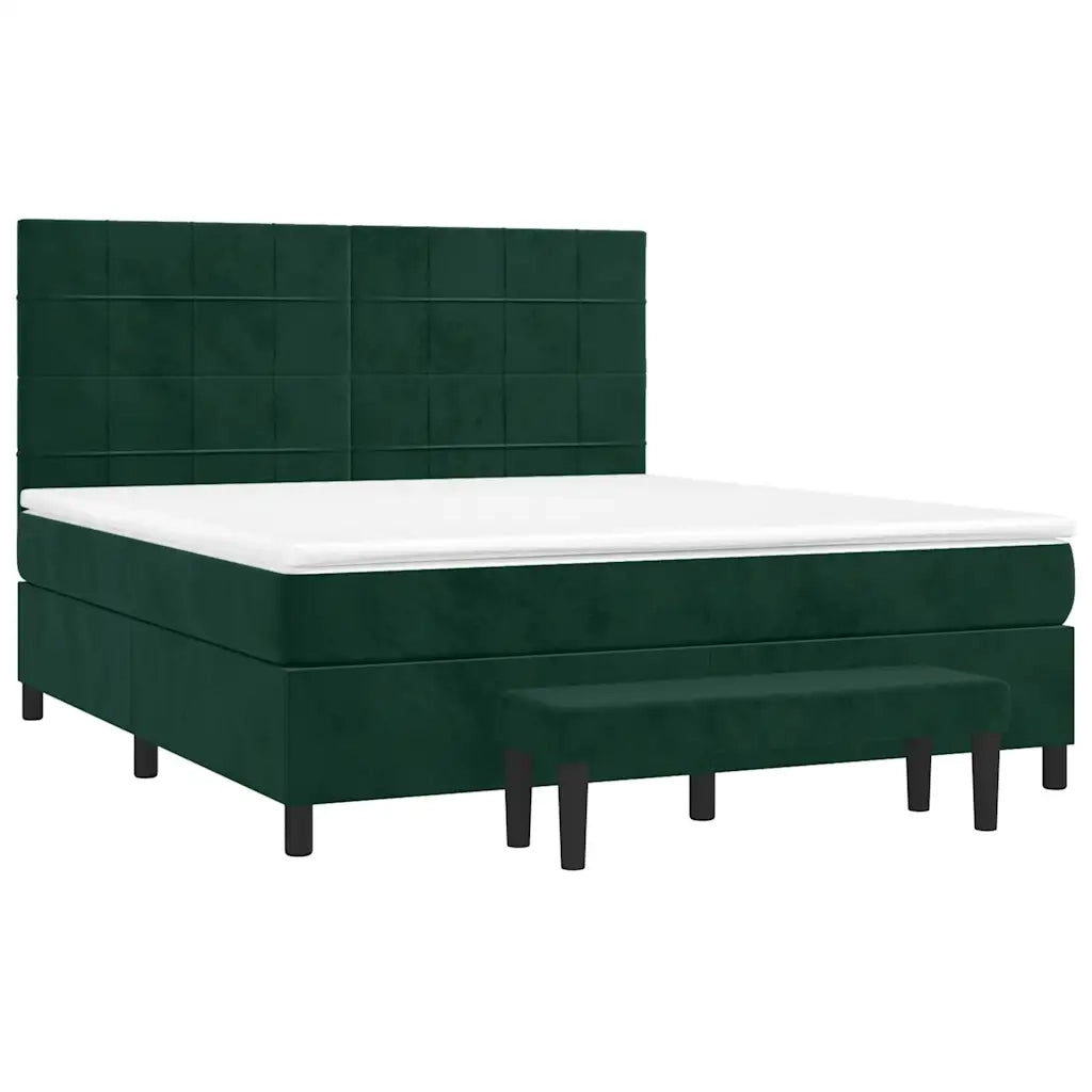 Giroletto a Molle con Materasso Verde Scuro 180x200 cm Velluto 3137860