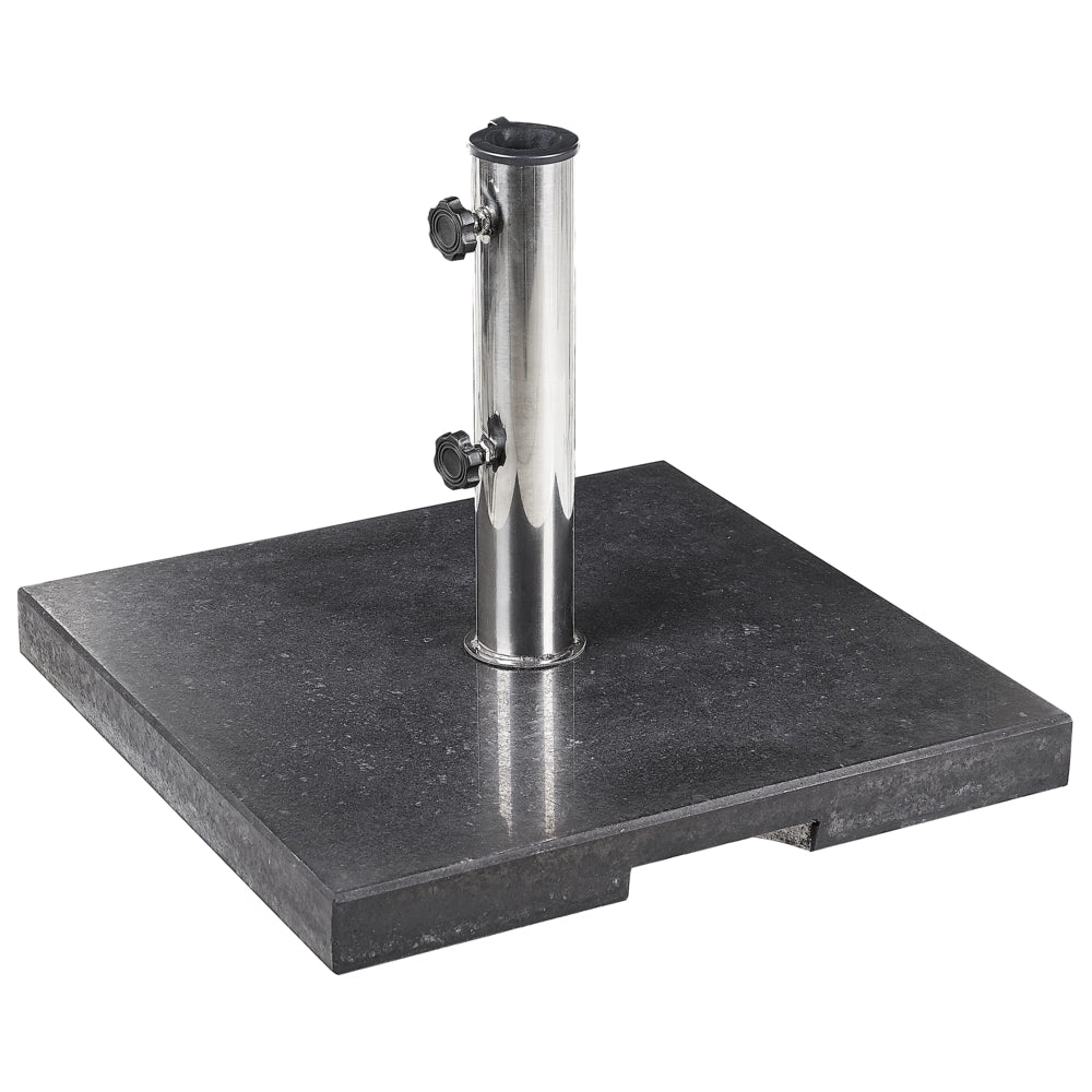Base per ombrellone in granito color nero 45 x 45 cm terrazzo giardino esterno metallo robusto
