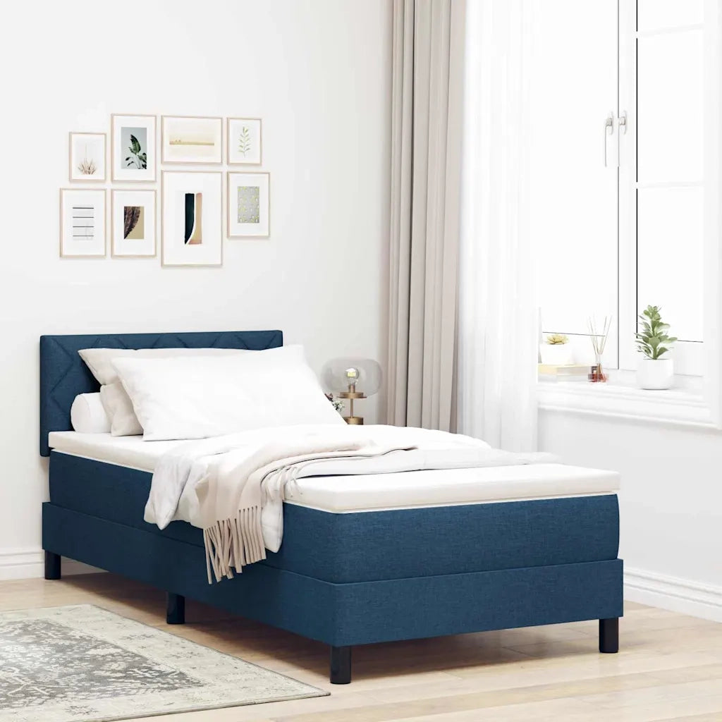 Letto a molle con materasso con led Blu 90 x 200 cm Tessuto