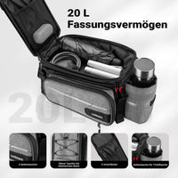 Borsa per portapacchi posteriore bici espandibile fino a 20 L nera, impermeabile e multiuso, scomparto laptop ed elementi riflettenti