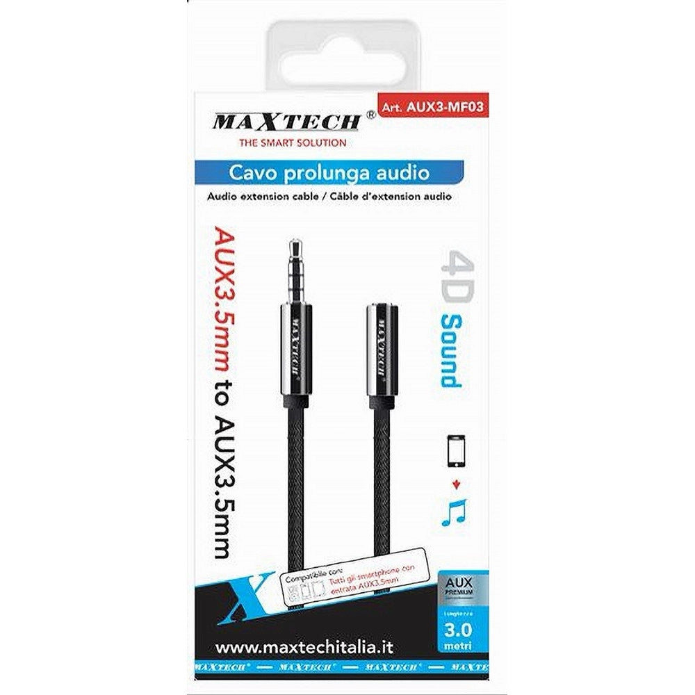 Trade Shop - Cavo Audio Jack Aux 3,5 Mm Da Maschio A Femmina Am/af Da 3 Mt Prolunga Aux3-mf03 -