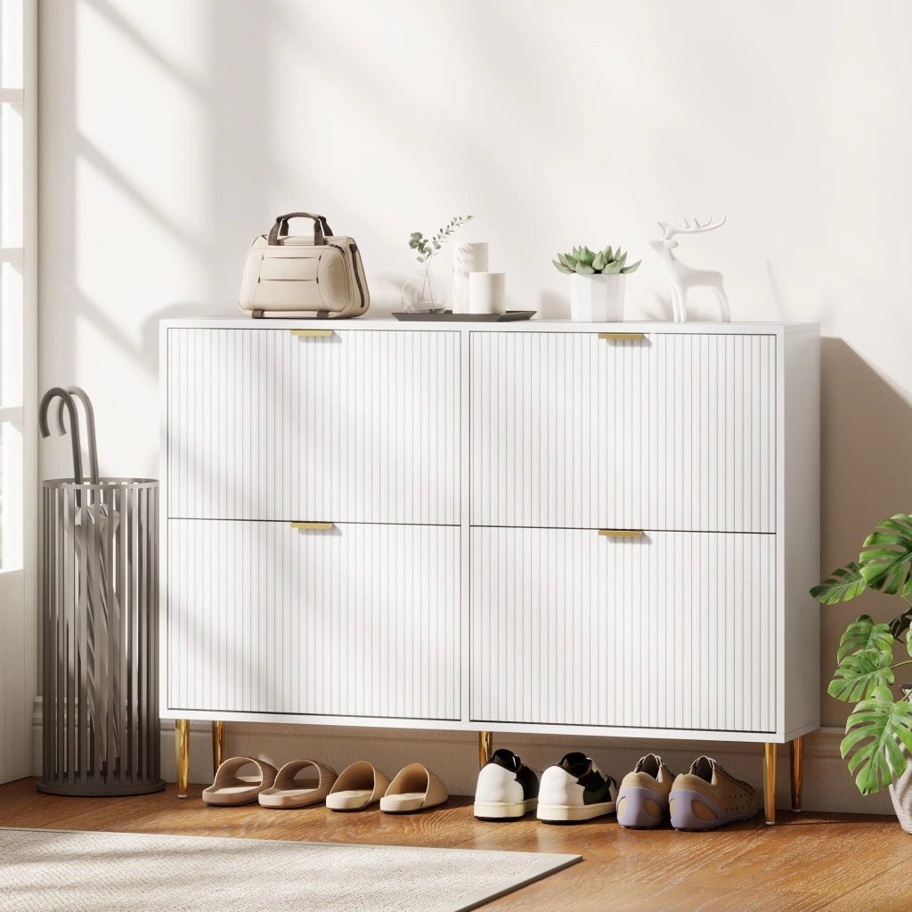 Scarpiera con cassetti e ripiani regolabili ¨C zephmum ¨C bianco 105x24x91,5 cm