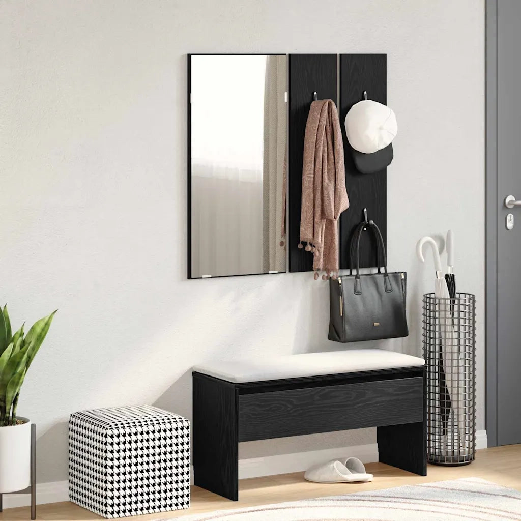 Set mobili da ingresso 4 pcs Rovere Nero Legno multistrato 862107
