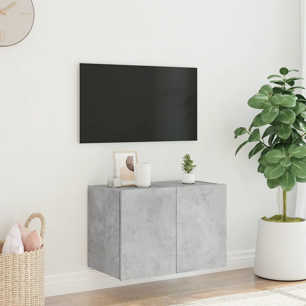 Mobile TV a Parete con Luci LED Grigio Cemento 60x35x41 cm 837308