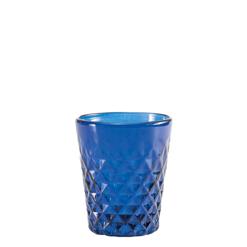 Zafferano Tumbler Balloton Blu Set 6 Bicchieri in vetro soffiato a mano con lavorazione a rilievo, design tradizionale veneziano, 35 cl di capacità