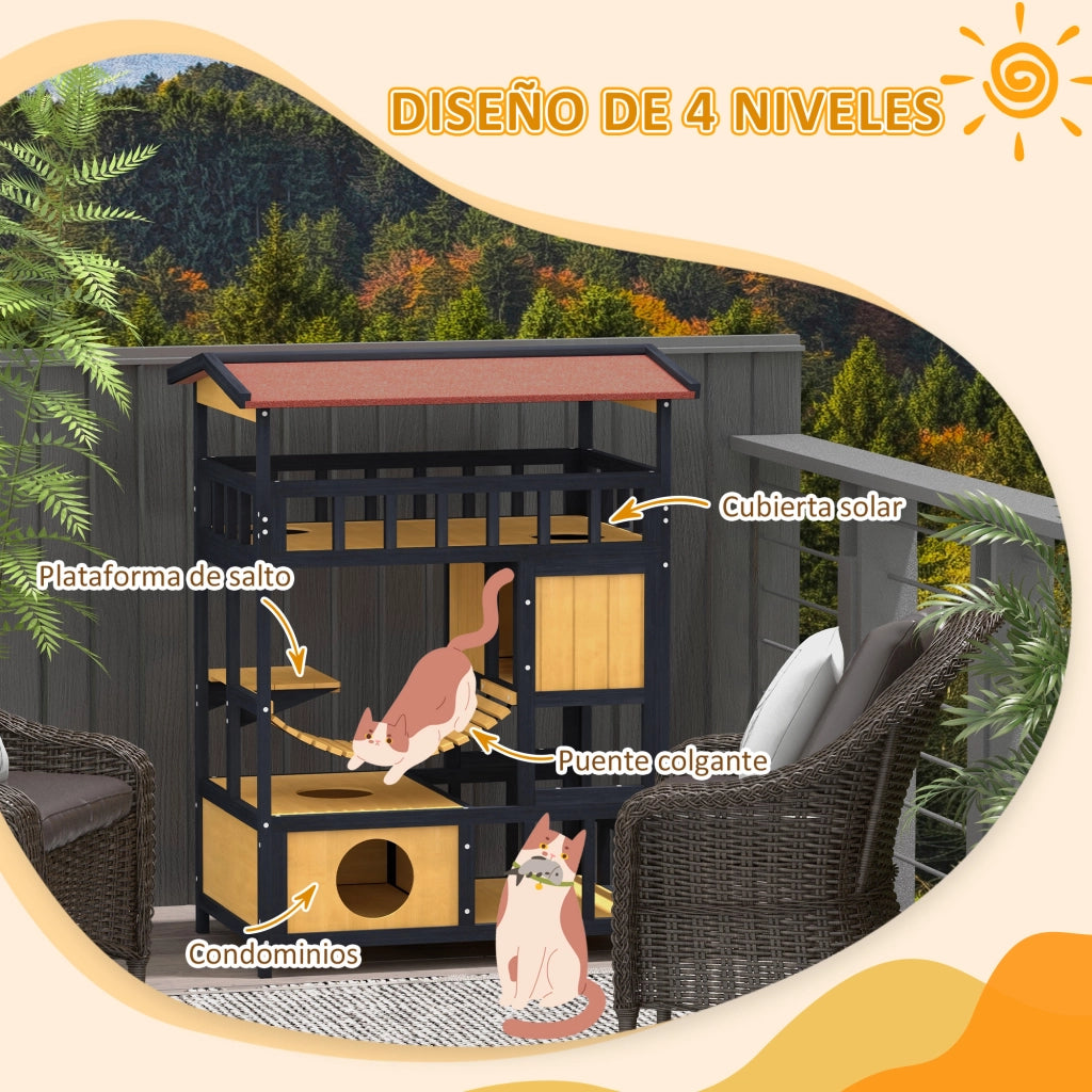 Casa per Gatti 4 Livelli ¨C Zephmum ¨C Grigio 84x60x116 cm