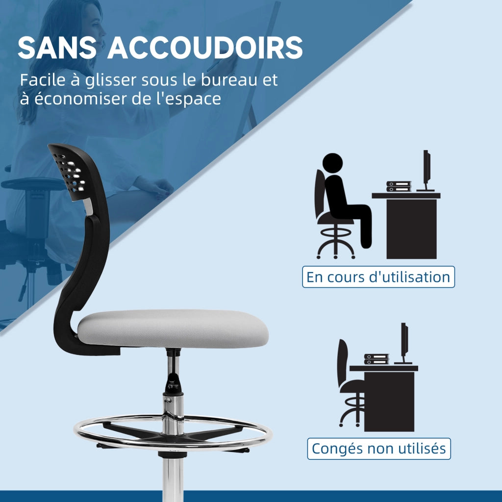 Sedia da ufficio ergonomica in rete ¨C zephmum ¨C grigio, 59x59x106-126 cm