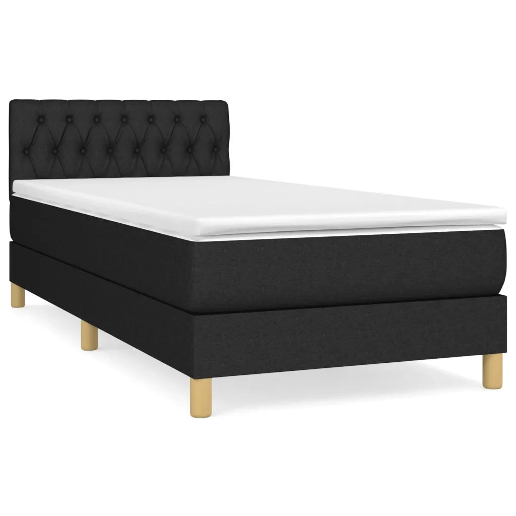 Giroletto a Molle con Materasso-Struttura Letto Nero 80x200 cm inTessuto 185472