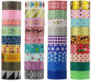 Set di nastro adesivo washi - 6 nastri - 6 disegni - 3 metri di lunghezza - 15 mm di larghezza - autoadesivo - per scrapbooking - nastro decorativo