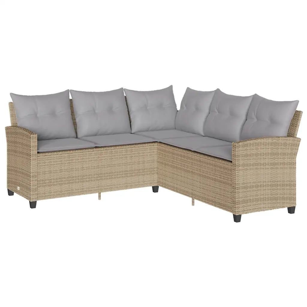 Divano a Forma di L con Cuscini-Sofa con Cuscini in Polyrattan Beige 623658