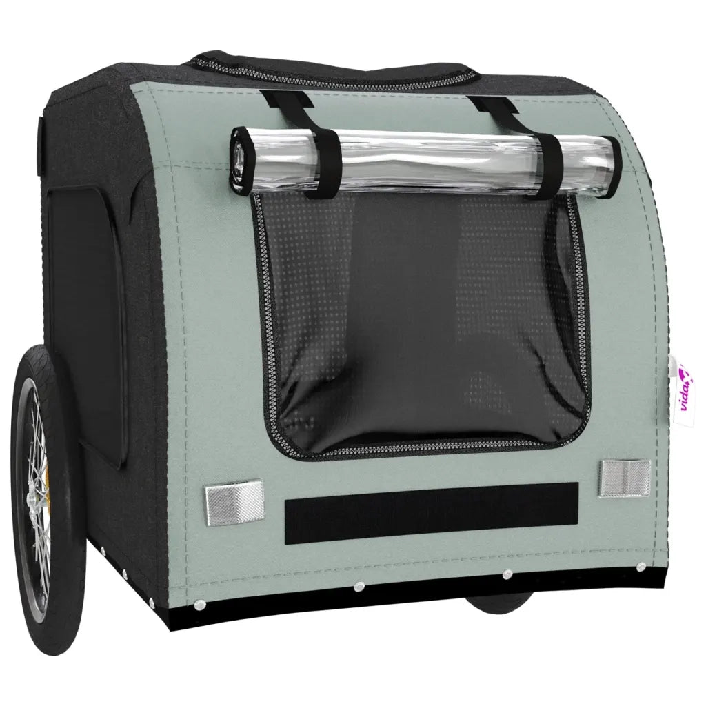 Rimorchio da Bici per Animali Grigio e Nero Oxford e Ferro CFW3428640