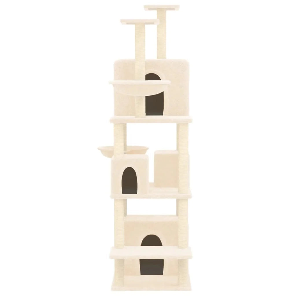 Tiragraffi per gatti Mobili per arrampicata su torre Tiragraffi piattaforma da arrampicata con tiragraffi in sisal 180 cm crema 02_0022503
