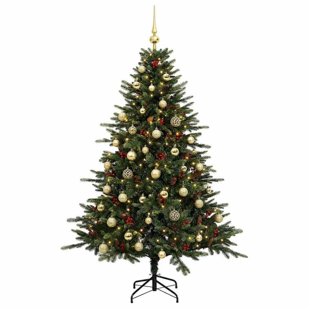 Albero di Natale artificiale con palline 120 cm 150 LED 3465677