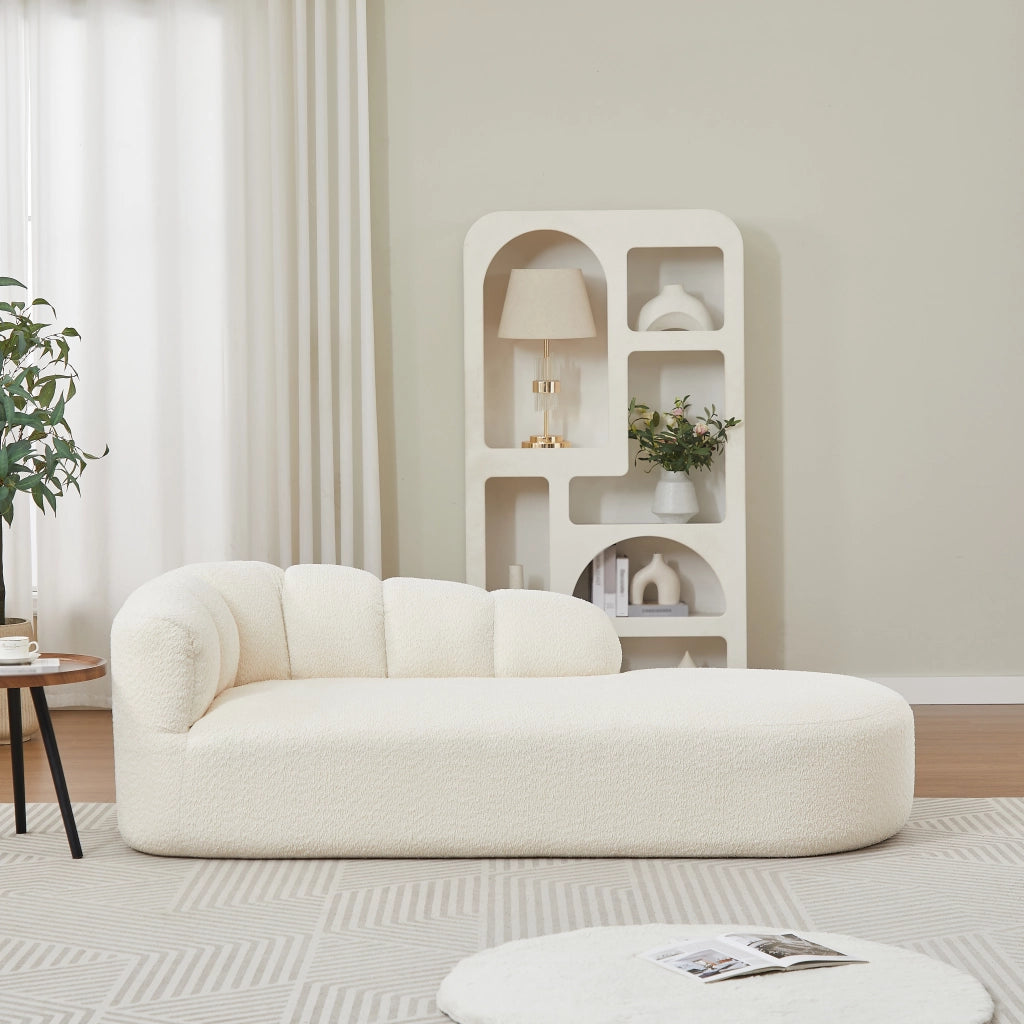 DIVANO Relax in chenille beige con schienale ondulato