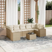 Set Divano da Giardino 8 pz con Cuscini Beige in Polyrattancod mxl 115697