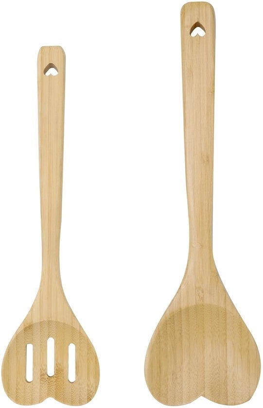 Set di Spiedini da Cucina in Legno di Acacia - 2 pezzi - Forma a Cuore - Materiale Sostenibile - BPA Libero - Ideale per Regali di Natale per Coppie - Accessori da Cucina