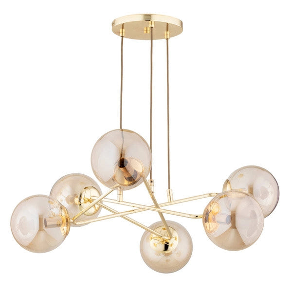Lampadario a sospensione Tristan oro 6xE14 Alfa Ø65 cm