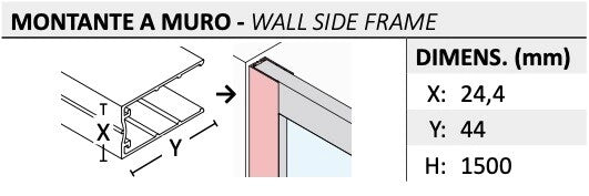 Box Sopravasca Walk-in Vetro Serigrafato Telaio alluminio Nero - Misura: 77.5-80 x H 150 cm 