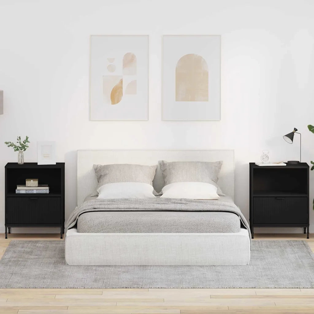 Armadio da Notte 2 pcs Nero 49 x 36 x 61 cm Legno multistrato 883477