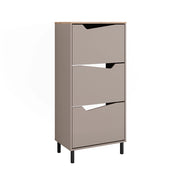 Vicco Scarpiera da ingresso Greige/rovere artigianale 60 x 129.5 cm con 3 scomparti