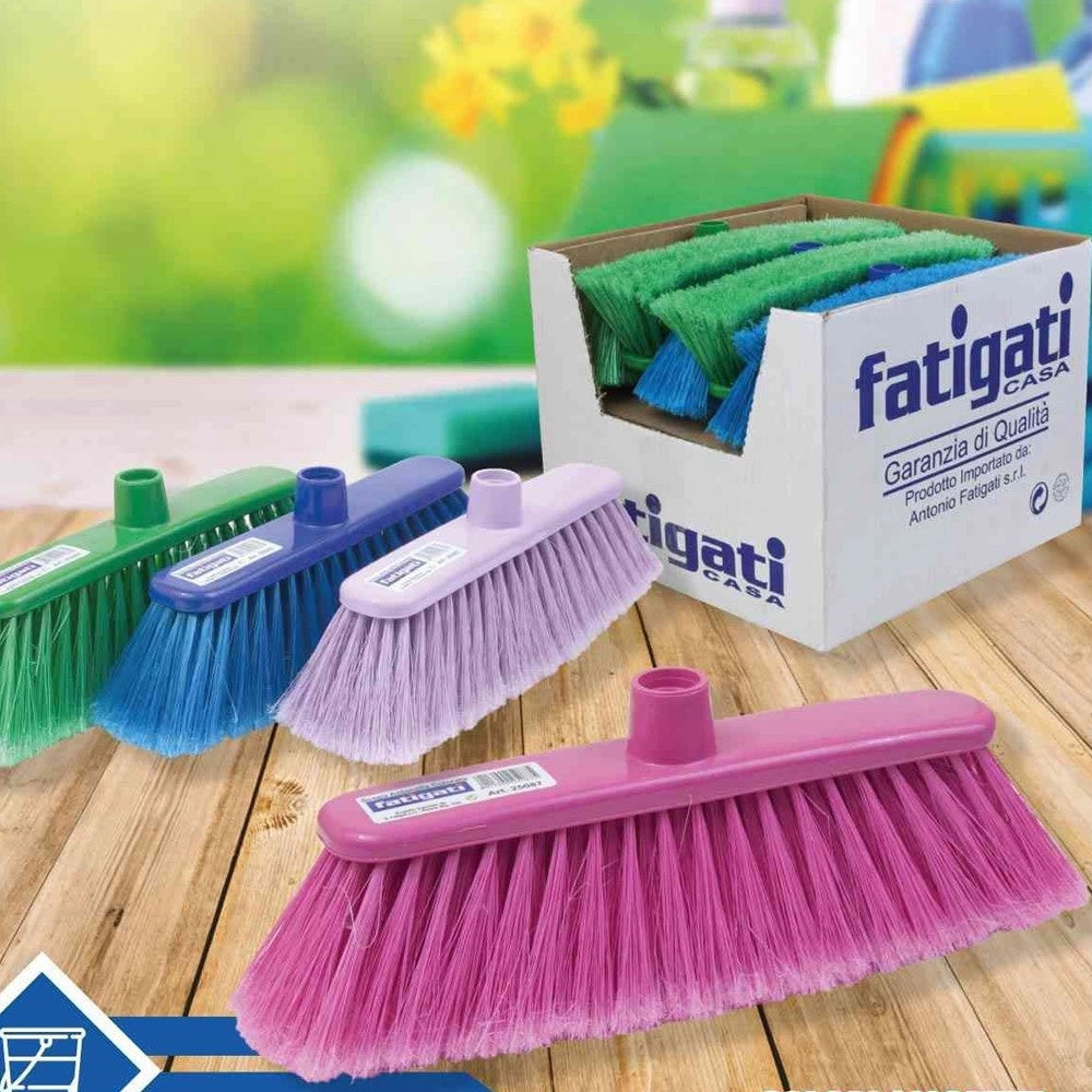 Trade Shop - Scopa Ricambio Colorata Per Pulizia Casa Pavimenti Interni Con Setole Medie -