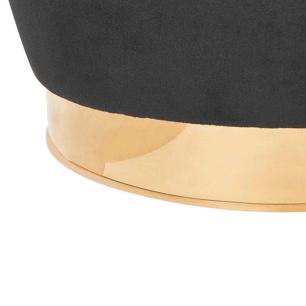 Poltrona in velluto Nero con base in metallo dorato Sedia a vasca con rotondo Glam Retro Living Room