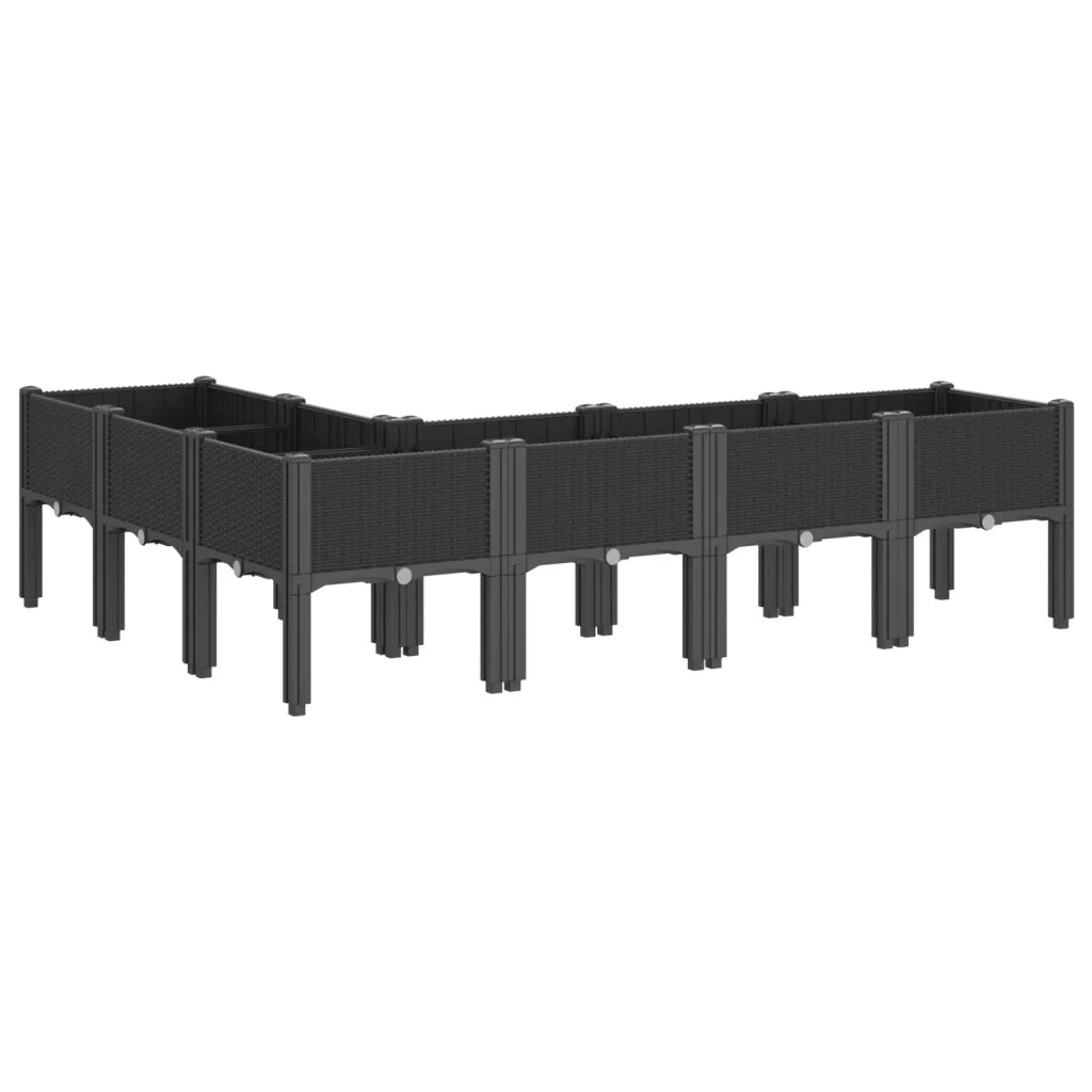 Fioriera da Giardino con Gambe Nera 160x120x42 cm in PP 367908