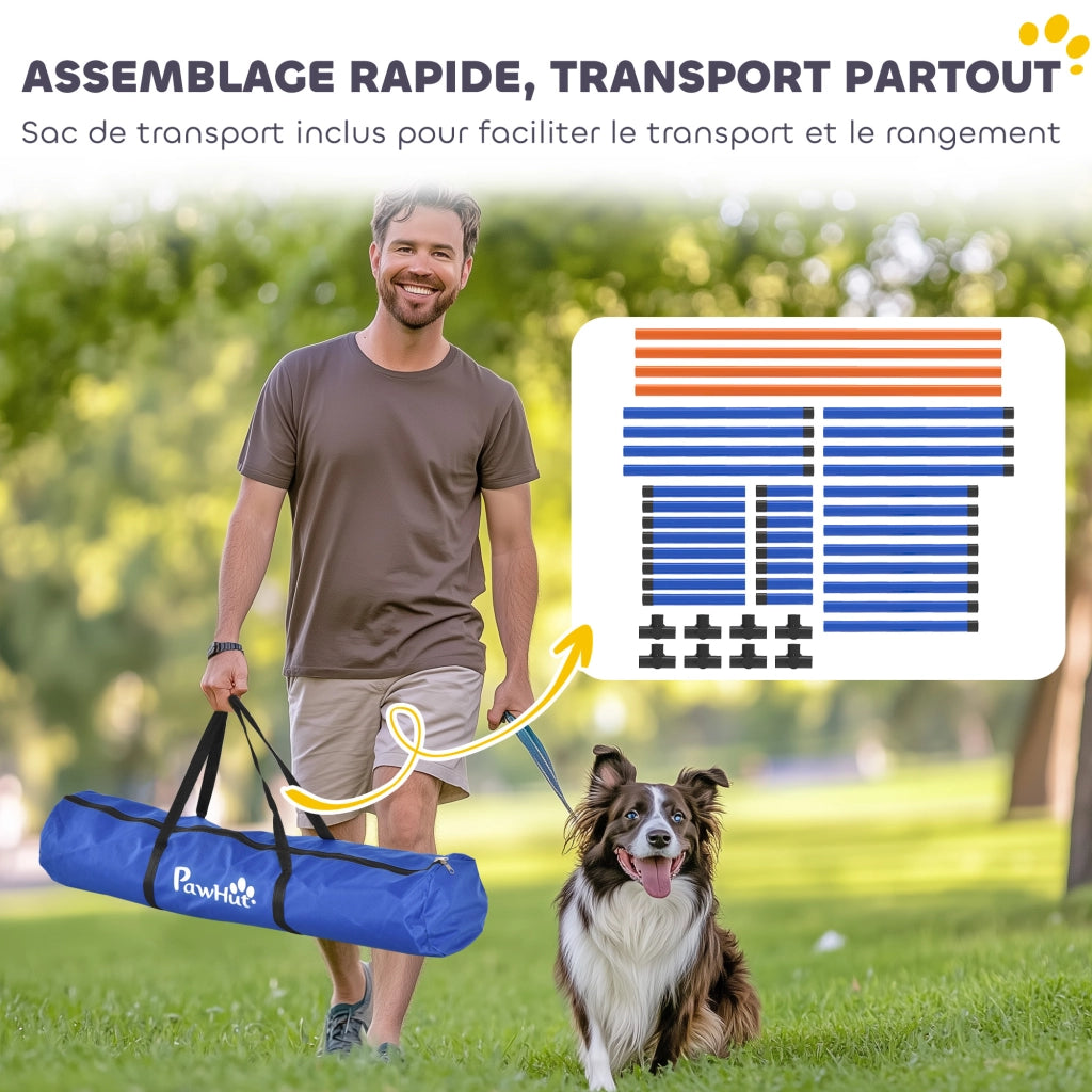 Kit Agility per Cani con Ostacoli Regolabili ¨C Xylo ¨C Portatile con Borsa Arancione