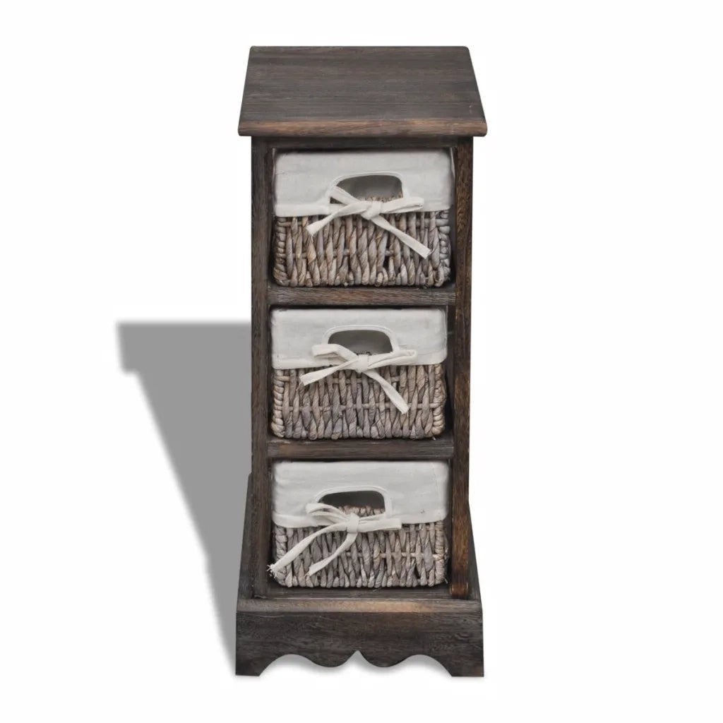 Struttura Stoccaggio in Legno con 3 Cestini Intrecciati Marrone  cod mxl 70034