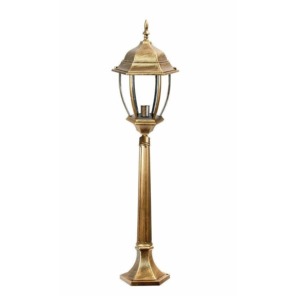 Trade Shop - Lampione Giardino Bronzo 870mm Lanterna In Vetro E27 Luce Esterno Alluminio Es39 -