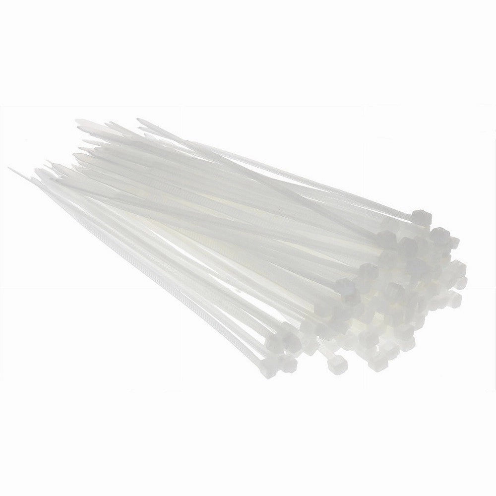 Trade Shop - Set 100 Pz Fascette Serracavo Autobloccanti In Nylon Bianco 2.5mmx100mm 25-100-b -