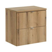 Set da bagno sospeso VANO effetto quercia 60cm: mobile sotto lavabo con cassetti + piano per lavabo