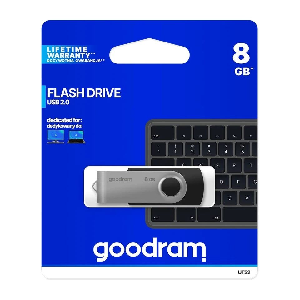 Chiavetta USB Goodram UTS2 da 8 GB USB Tipo-A 2.0 Nero, Argento
