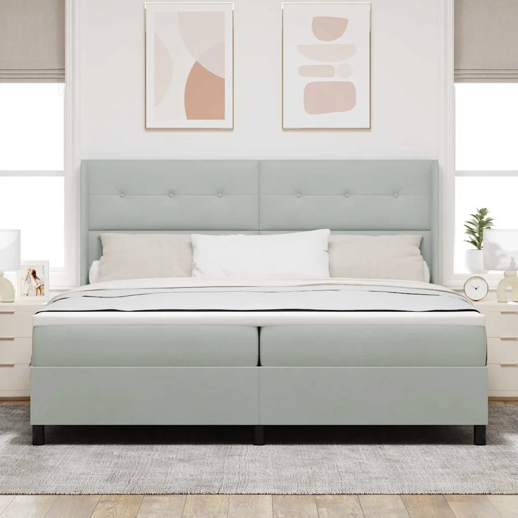 Letto a molle con materasso Grigio chiaro 200 x 200 cm Velluto 3343886