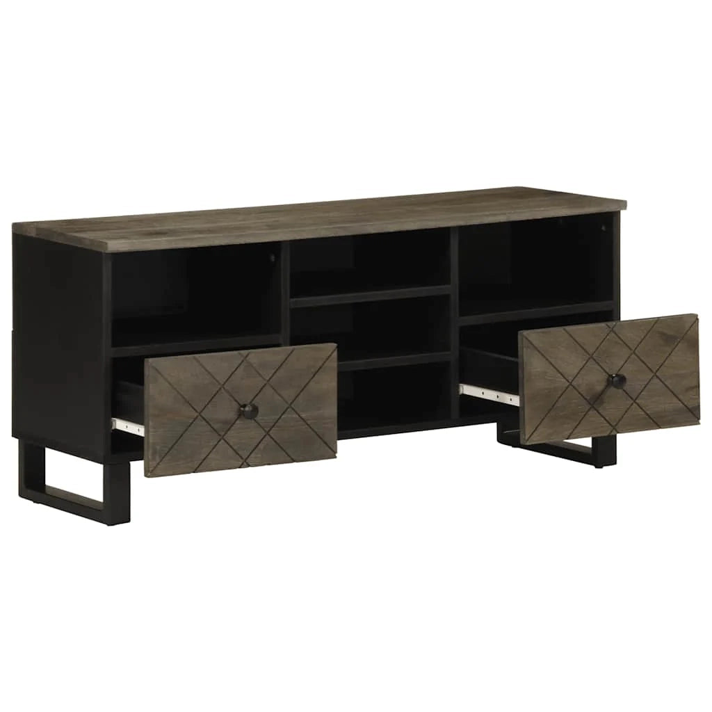 Mobile porta TV nero con ampio spazio di archiviazione per il soggiorno 100 x 33 x 46 cm in legno massello di mango 02_0057731