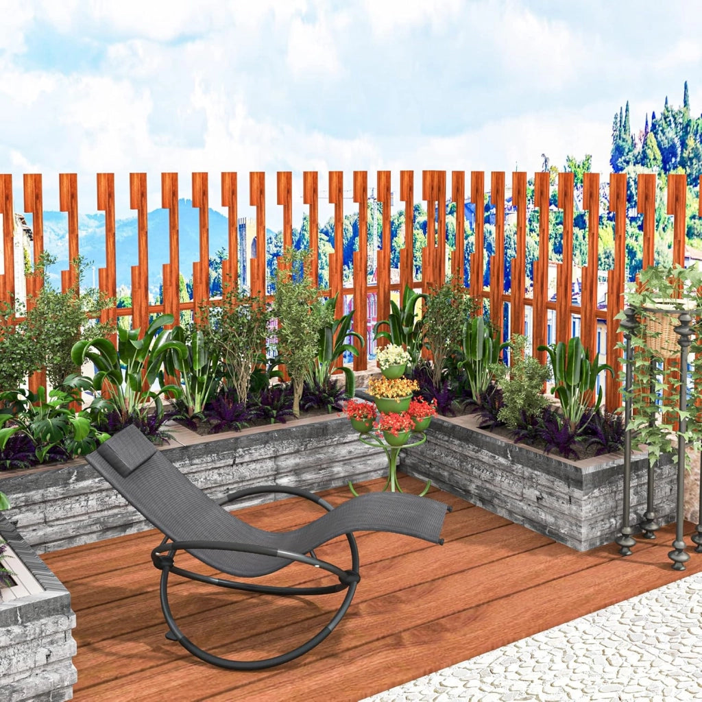 Sedia Sdraio a Dondolo Relax Poltrona Swing Traspirante da Balcone Campeggio Lettino con Braccioli e Poggiatesta Grigio