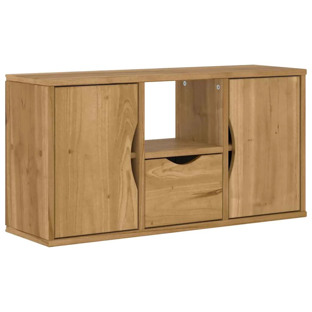 Mobile porta TV con pratico cassetto portaoggetti 79 x 24 x 40 cm stile rustico legno di pino massiccio 02_0058052
