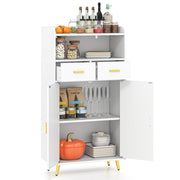 Mobile dispensa 113 cm con ante 2 cassetti e ripiano regolabile per bagno, Armadio da cucina sala da pranzo soggiorno Bianco-Credenze buffet
