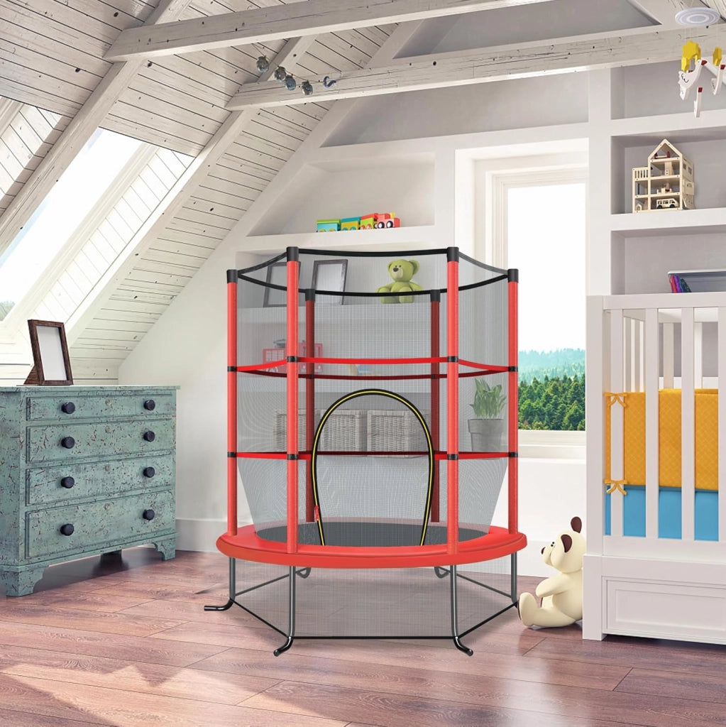 Trampolino per Bambini 3-6 Anni, Tappeto Elastico Bambini con Rete di Sicurezza e Chiusura a Cerniera, Saltarello da Esterno in Acciaio Zincato, Portato 135 kg, 165x165x161 cm