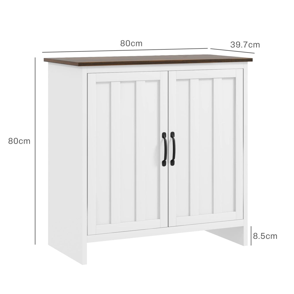 Credenza a 2 Ante Perlinate Ripiano Regolabile 80x39,7x80 cm Bianco
