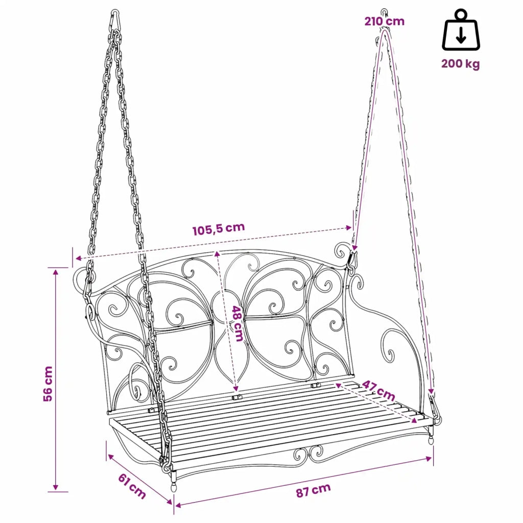 Panchina a Dondolo Acciaio 105,5 x 61 x 56 cm Bianco Antico CFW7053301