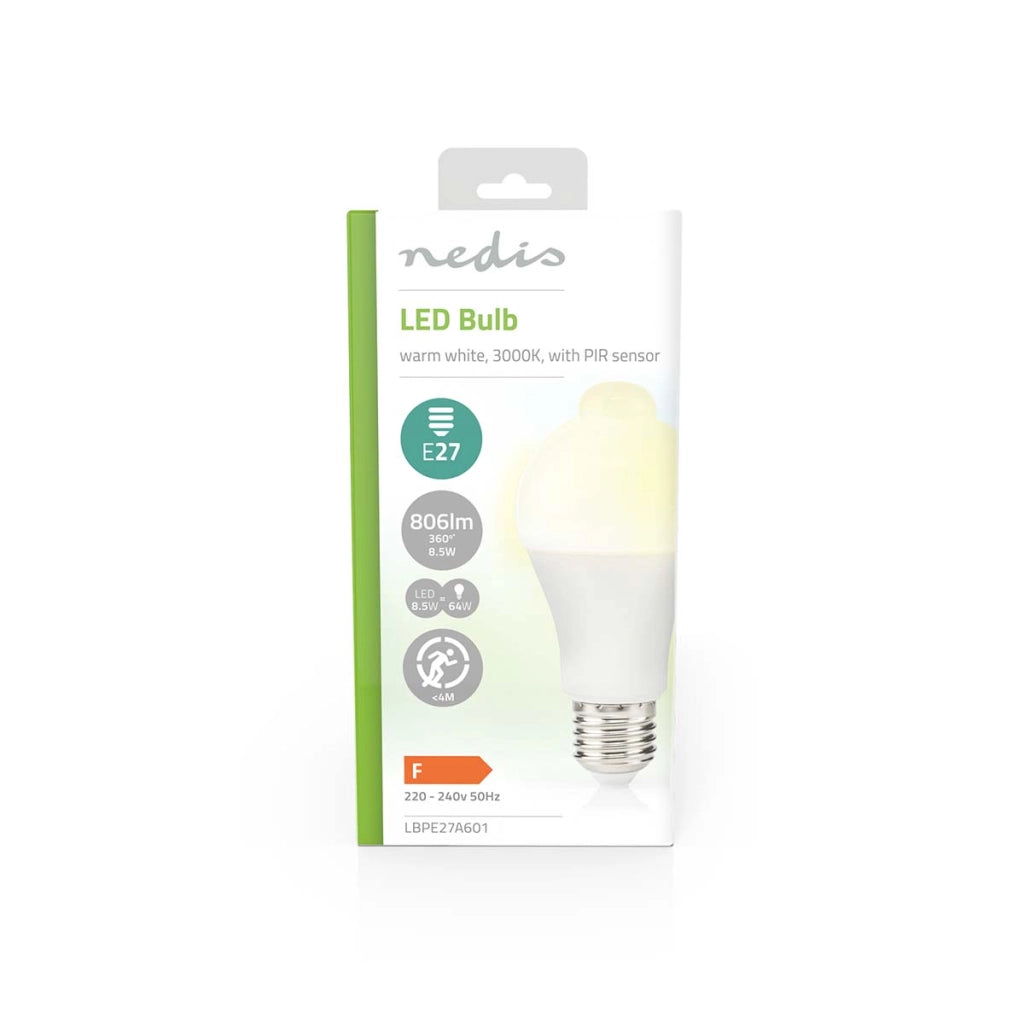 Lampadina LED E27 A60 8,5W 806lm 3000K smerigliata con sensore di movimento Bianco Nedis